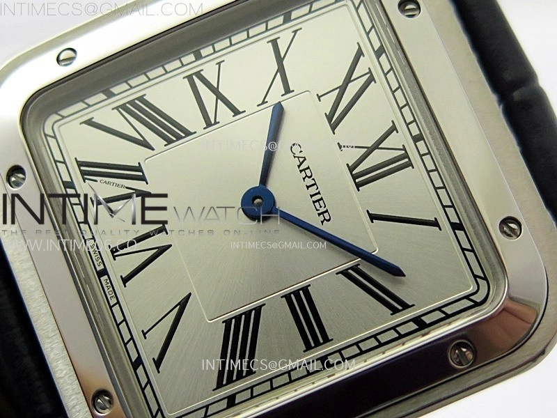 Santos Dumont 43.5mm SS F1F Best Edition Silver Dial on Blue Leather Strap Quartz
